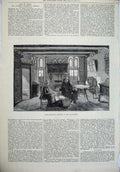 Old Antique Print 1878 Paris Exhibition Interior Dutch House Family Art 19th