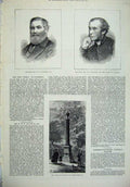 Original Old Antique Print Fountain Portman Square 1878 Bolckow Maclagan Bishop