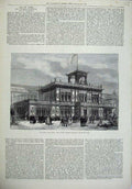 Old Antique Print United States America Building Champ De Mars 1878 Paris 19th