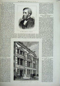 Old Antique Print 1878 George Palmer Reading City Liberal Club Walbrook 19th