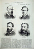Original Old Antique Print 1878 Parliament Wharncliffe Loudoun Tennant Egerton