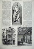 Old Antique Print Statue Prince Consort1878 Paul Pindar House Bishopsgate 19th