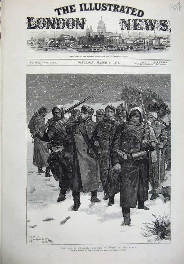 Original Old Antique Print 1878 War Bulgaria English Prisoners Siers Fine Art