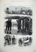 Old Antique Print 1878 Explosion Wood Pit Haydock Wigan Colliery Fine Art 19th