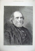 Original Old Antique Print 1878 Fine Art Portrait Late Earl Russell Man 19th