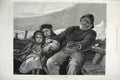 Original Old Antique Print 1878 Fine Art Man Children Boat Sea Emslie Victorian