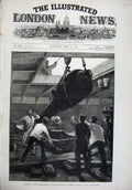 Original Old Antique Print 1878 Ship Northampton Chatham Dockyard Gun Fine Art