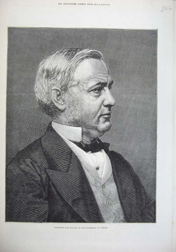 Original Old Antique Print 1878 Fine Art Professor Max Muller Oxford University