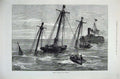Old Antique Print 1878 Fine Art Divers Work H.M.S Eurydice Ship Sea Boats 19th