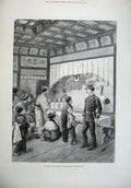 Original Old Antique Print 1878 Japanese Homage Mikado'S Photograph People Bird