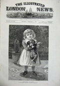 Old Antique Print 1878 Fine Art Beautiful Little Girl Puppy Dog Buckman 19th