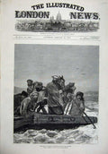 Old Antique Print 1878 Fine Art War Russian Express Crossing River Danube 19th