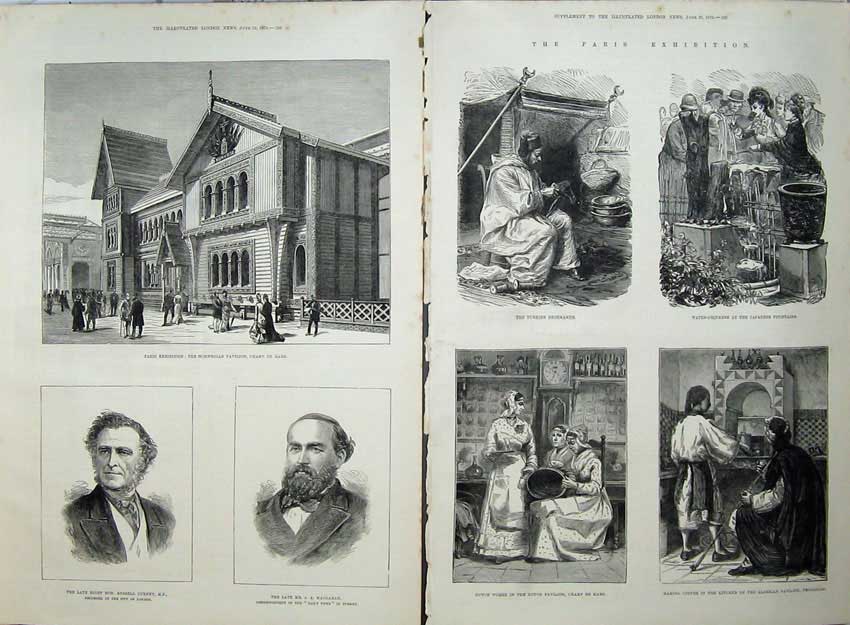 Antique Old Print Paris 1878 Norwegian Pavilion Macgahan Gurney Dutch Art 19th