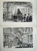 Original Old Antique Print 1878 Funeral King Emmanuel Pantheon Rome Quirinal