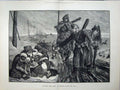 Original Old Antique Print 1878 Fine Art War Sier Horse Woman Man Book Road