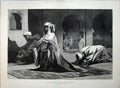 Original Old Antique Print 1878 Fine Art Men Prayer Turkish Mosque Constant