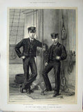 Old Antique Print 1878 Sailors Ship Britannia Prince Albert Wales George 19th