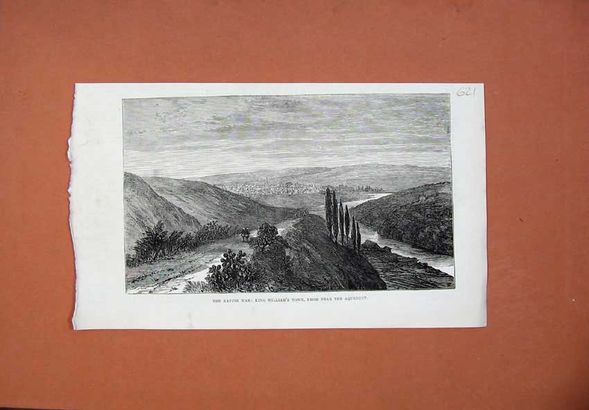 Original Old Antique Print 1878 Kaffir War King Williams Town Aqueduct Fine Art