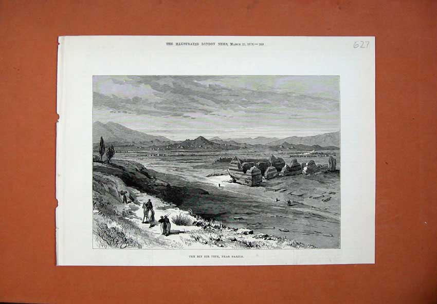 Old Antique Print 18778 View Bin Bir Tepe Sardis Mountains Horse Fine Art 19th