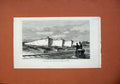 Original Old Antique Print 1878 Troop Boats Chatham Dockyard Men War Victorian