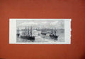 Old Antique Print 1878 Indian Transport Ships Suez Canal Bengal Oriflamme 19th