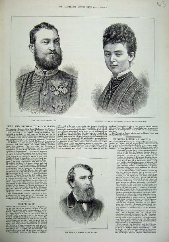 Old Antique Print 1879 Duke Cumberland Princess Thyra Joseph Nash Artist 19th