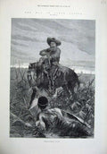 Old Antique Print 1879 War South Africa Vidette Laager Man Horse Shooting 19th