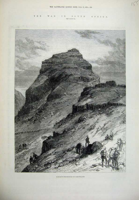 Original Old Antique Print 1879 War South Africa Morosi'S StronghBasutoland