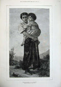 Original Old Antique Print 1879 Fine Art Jeunes Bohemiennes Bouguereau Woman