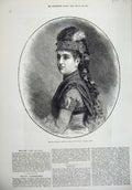 Old Antique Print 1879 Madame Adelina Patti Aida Royal Italian Opera Art 19th