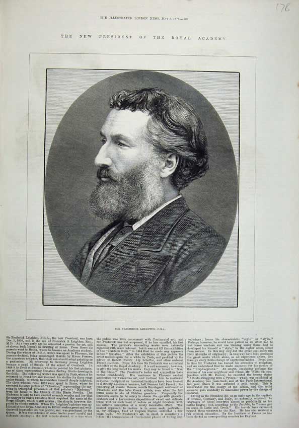 Original Old Antique Print 1879 President Royal Academy Frederick Leighton Man