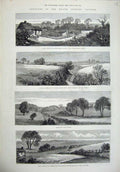 Old Antique Print 1879 Meath Lough Bay Holywood Rath House Ireland Hunt 19th