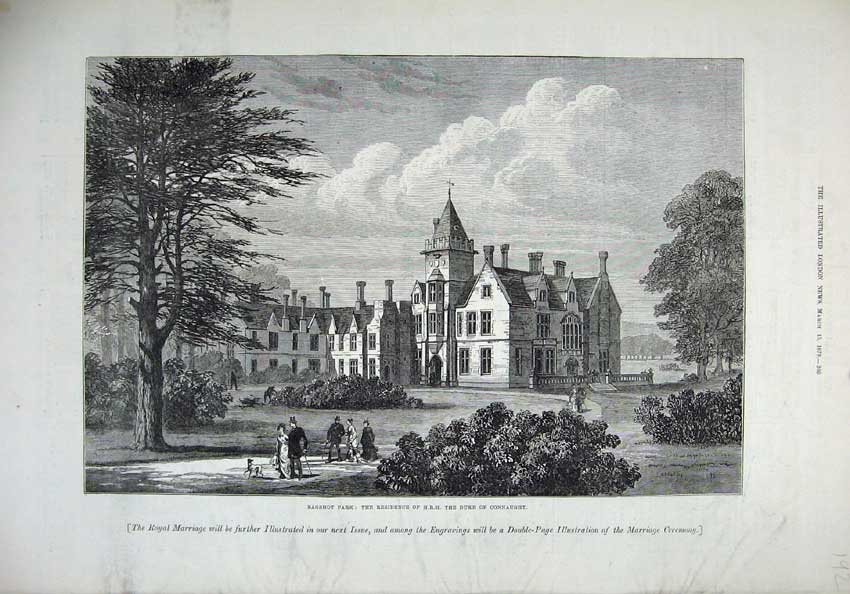 Old Antique Print 1879 Bagshot Park Mansion House Duke Connaught Fine Art 19th