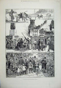 Old Antique Print 1879 London Cleopatra'S Needle Hampstead Trafalgar Art 19th