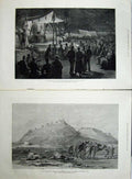 Old Antique Print 1879 Afghan War Theatre Camp Jellalabad Camels Ghuzni 19th
