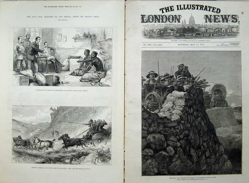 Old Antique Print Zulu War 1879 Siers Ginghilovo Marshal Cetewayo Farm 19th