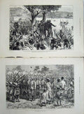 Old Antique Print Zulu War 1879 Troops Rivertugela Lord Chelmsford Army 19th