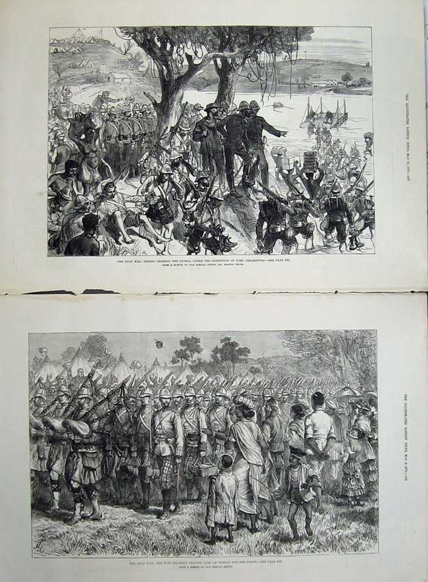 Old Antique Print Zulu War 1879 Troops Rivertugela Lord Chelmsford Army 19th