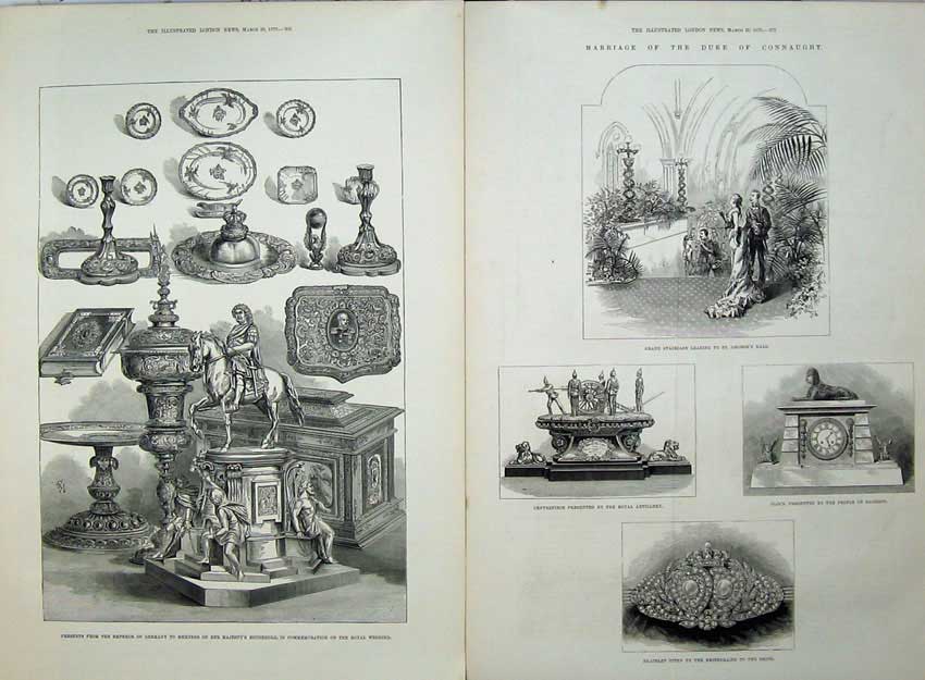 Antique Old Print 1879 Emperor Germany Royal Wedding Gifts Duke Connaught 19th