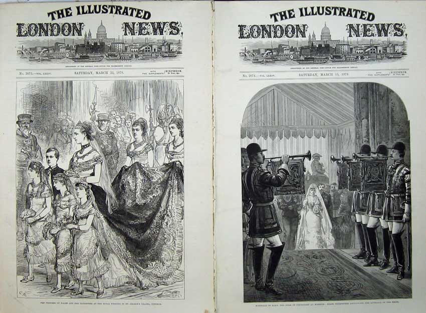 Old Antique Print 1879 Wedding Duke Connaught Windsor Princess Wales Art 19th
