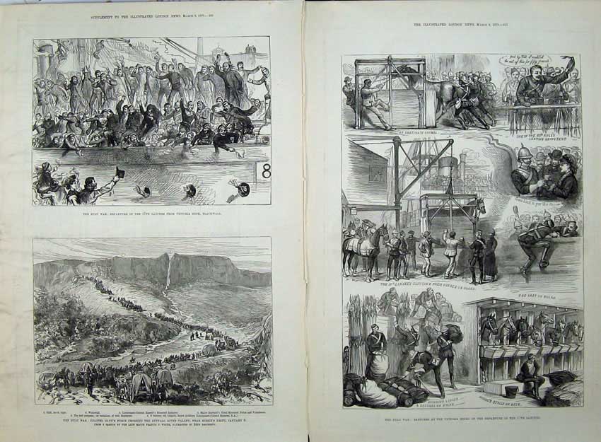 Original Old Antique Print Zulu War 1879 Blackwall Colonel Glyn Horses Army