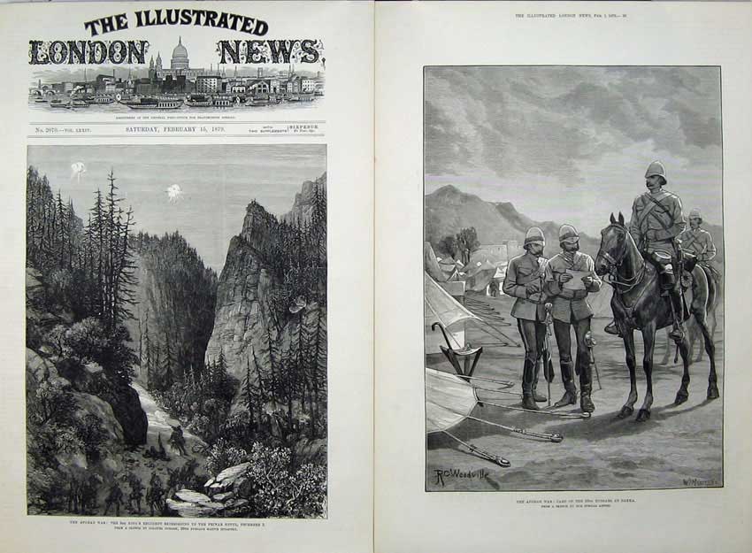 Old Antique Print 1879 Afghan War Army Peiwar Kotul Camp Hussars Dakka 19th