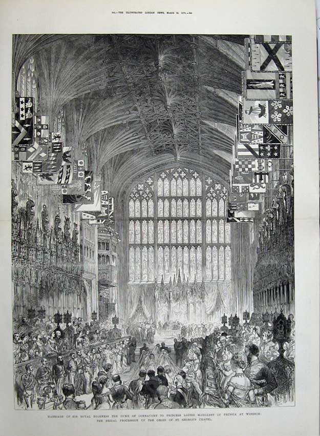 Original Old Antique Print 1879 Wedding Duke Connaught Princess Louise Windsor