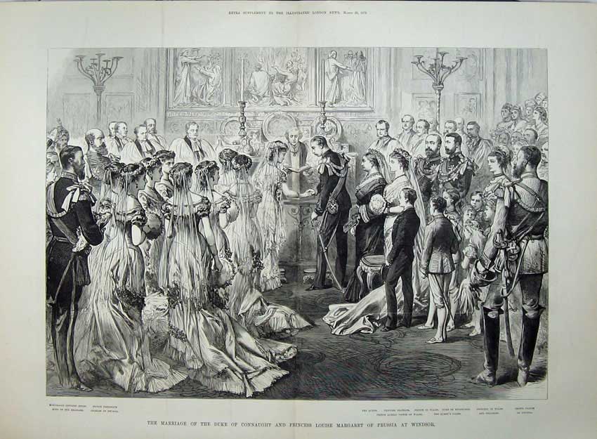 Antique Old Print Wedding Duke Connaught 1879 Princess Louise Windsor Art 19th