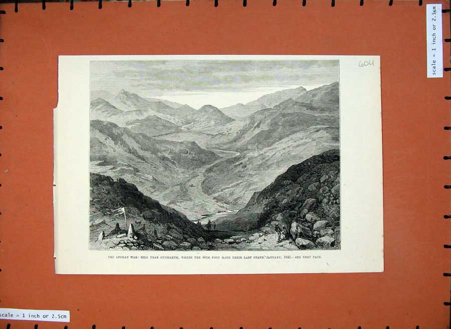 Old Antique Print 1879 Afghan War Mountains Gundamuk Foot Army Fine Art 19th