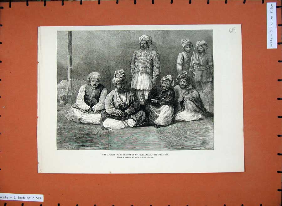 Old Antique Print 1879 Afghan War Prisoners Jellalabad Army Men Fine Art 19th