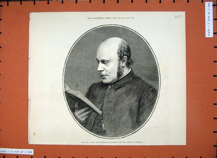 Old Antique Print 1879 Rev. Canon Professor Lightfoot Bishop Durham Man 19th