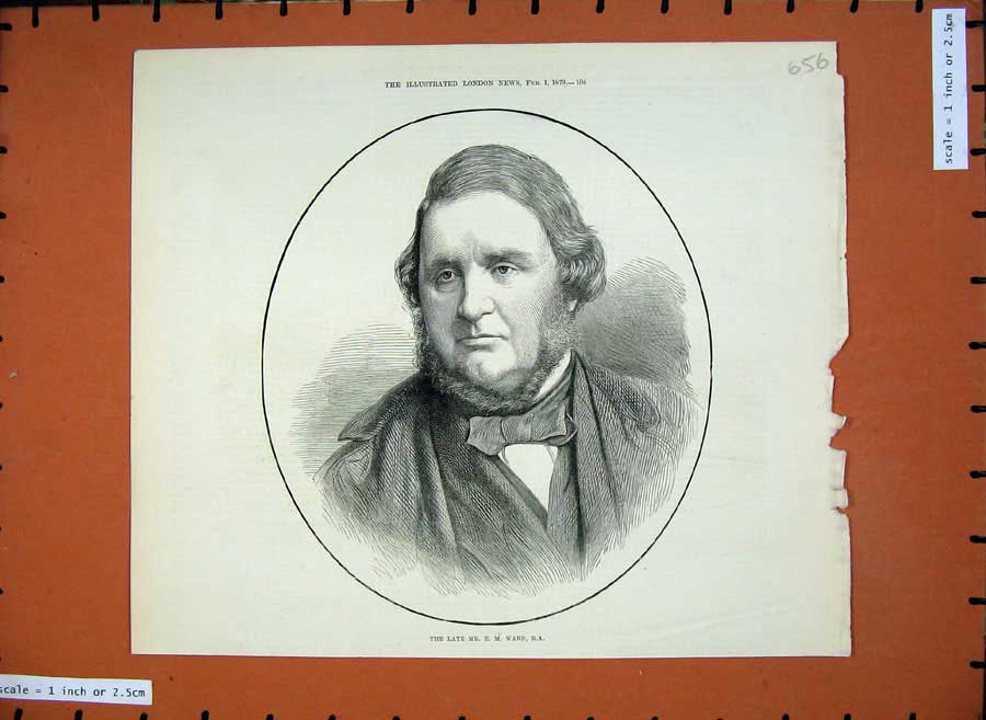 Original Old Antique Print 1879 Portrait Mr Edward Matthew Ward Artist 19th