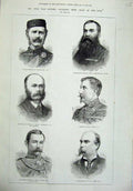 Original Old Antique Print 1879 Zulu War Officers Lowe Webb Cuffe Crealock Men