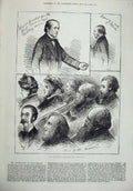 Original Old Antique Print 1879 Mr Gladstone Music Hall Edinburgh Corn Exchange